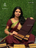 Chettinad Cotton Plain Peacock Chakra Coffee Brown Gold