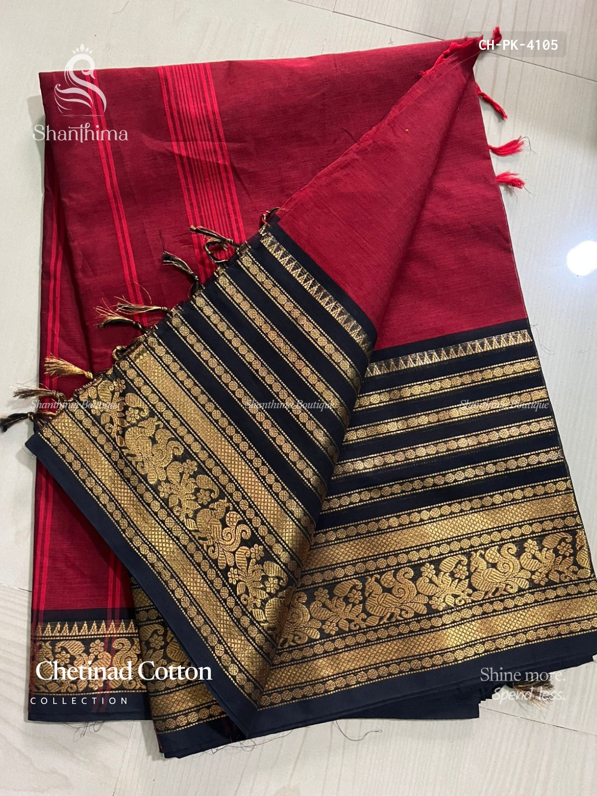 Chettinad Cotton Plain Peacock Chakra Maroon Black