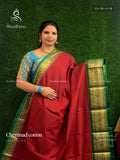Chettinad Cotton Plain Flower Maroon Green