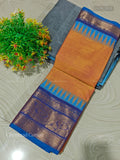 Chettinad Cotton Plain Peacock Chakra Dual Orange Rama Blue