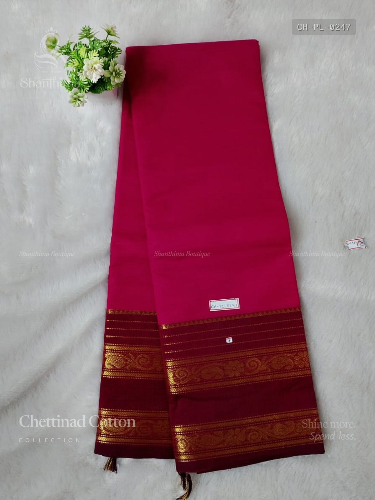 Chettinad Cotton Plain Mango Flower Pink Magenta