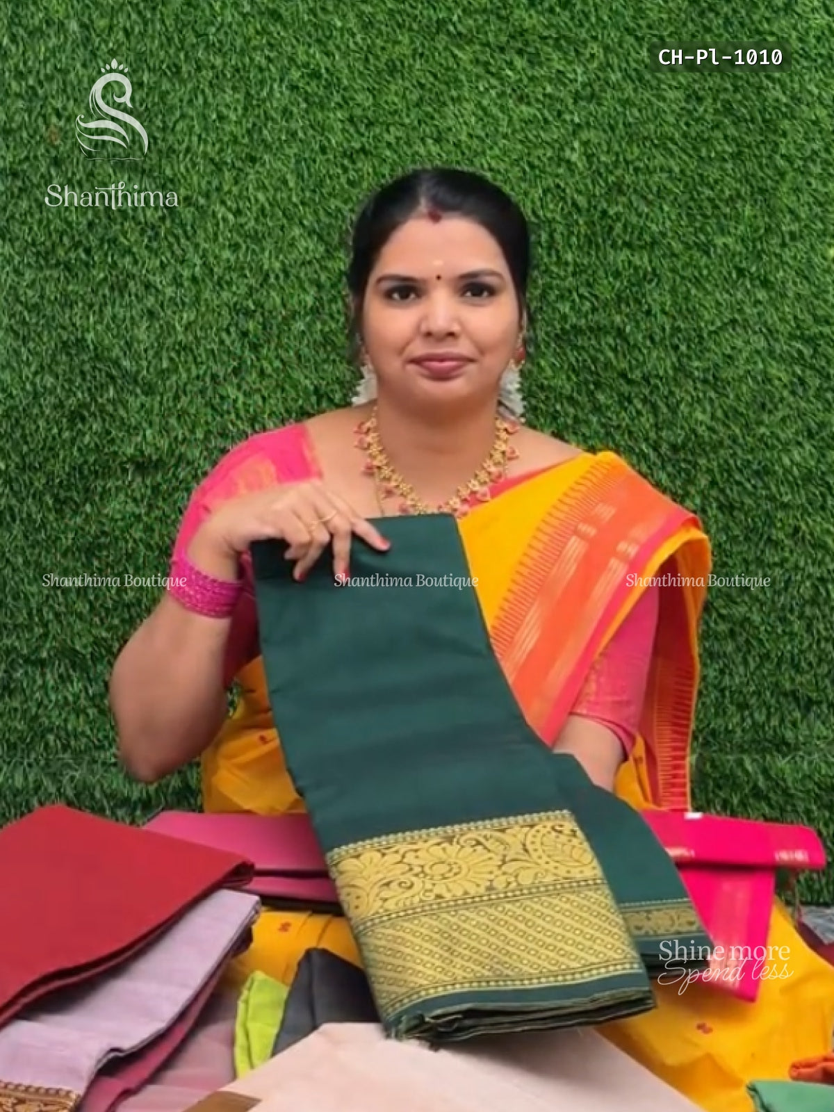 Chettinad Cotton Plain Mango Flower Green Green