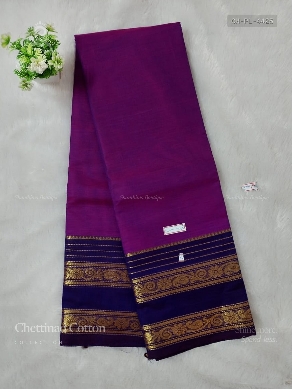 Chettinad Cotton Plain Mango Flower Dual Shade Violet Navy Blue
