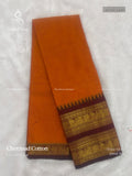 Chettinad Cotton Plain Mango Flower Dual Orange Maroon
