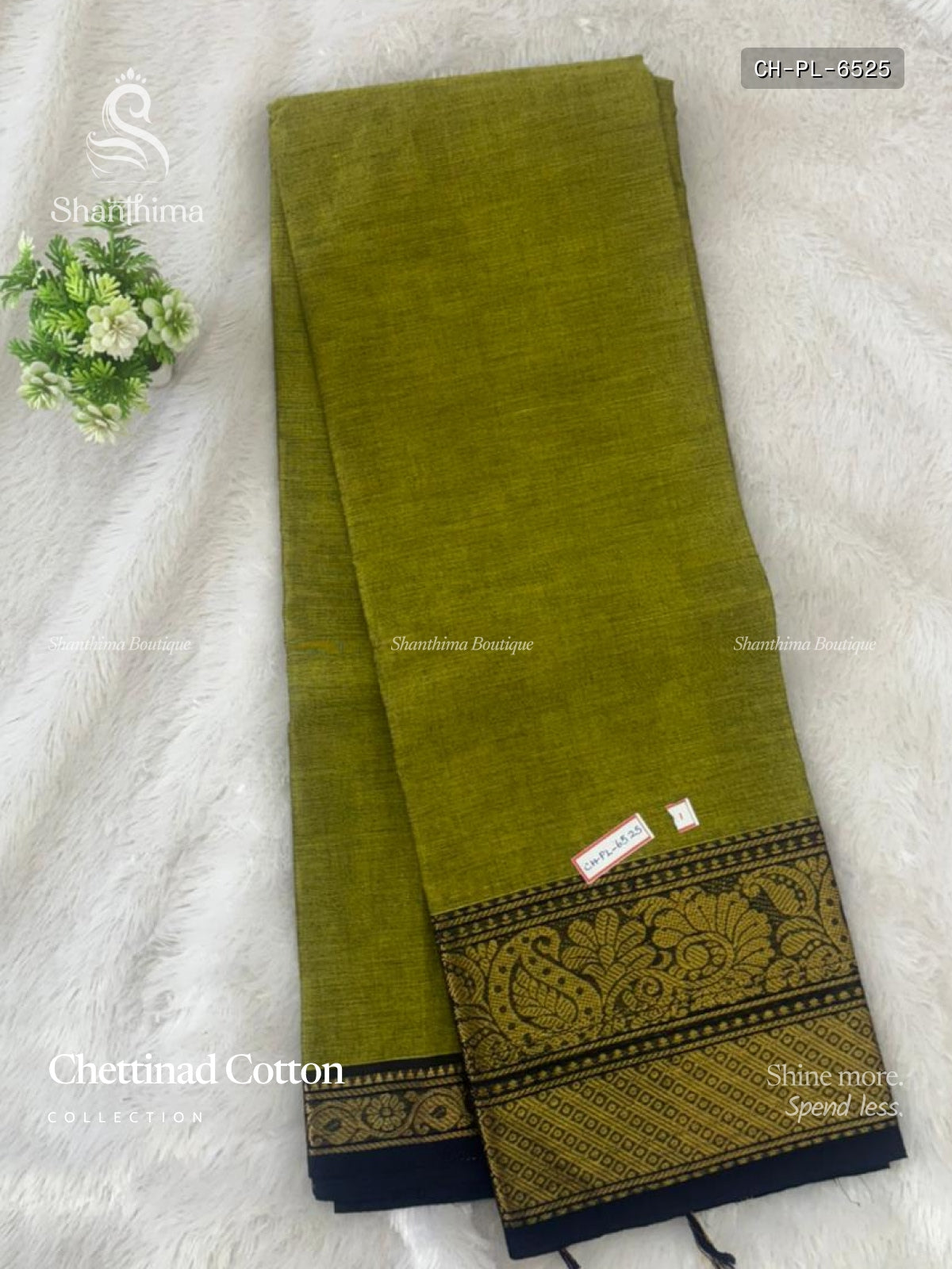 Chettinad Cotton Plain Mango Flower Paasi Green Navy Blue