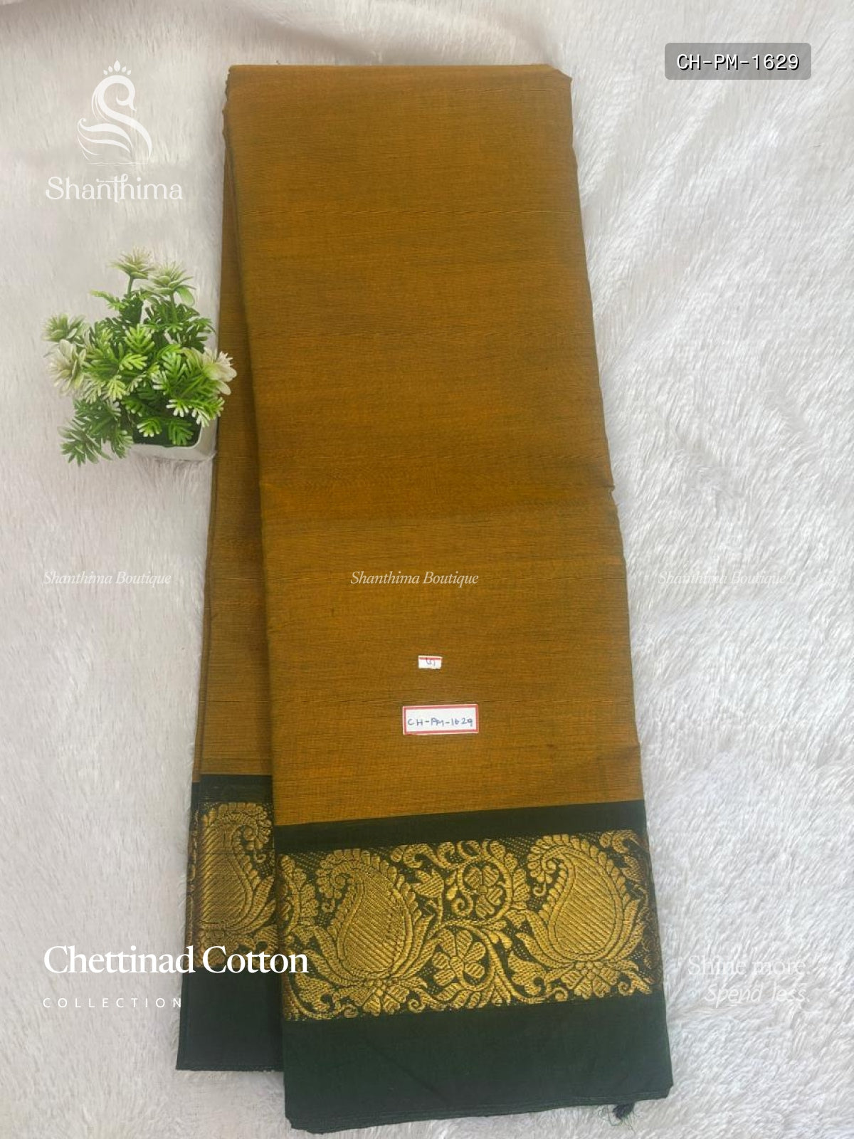 Chettinad Cotton Plain Mango Mustard Dark Green