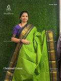 Chettinad Cotton Plain Chakra Leaf Green Dark Green