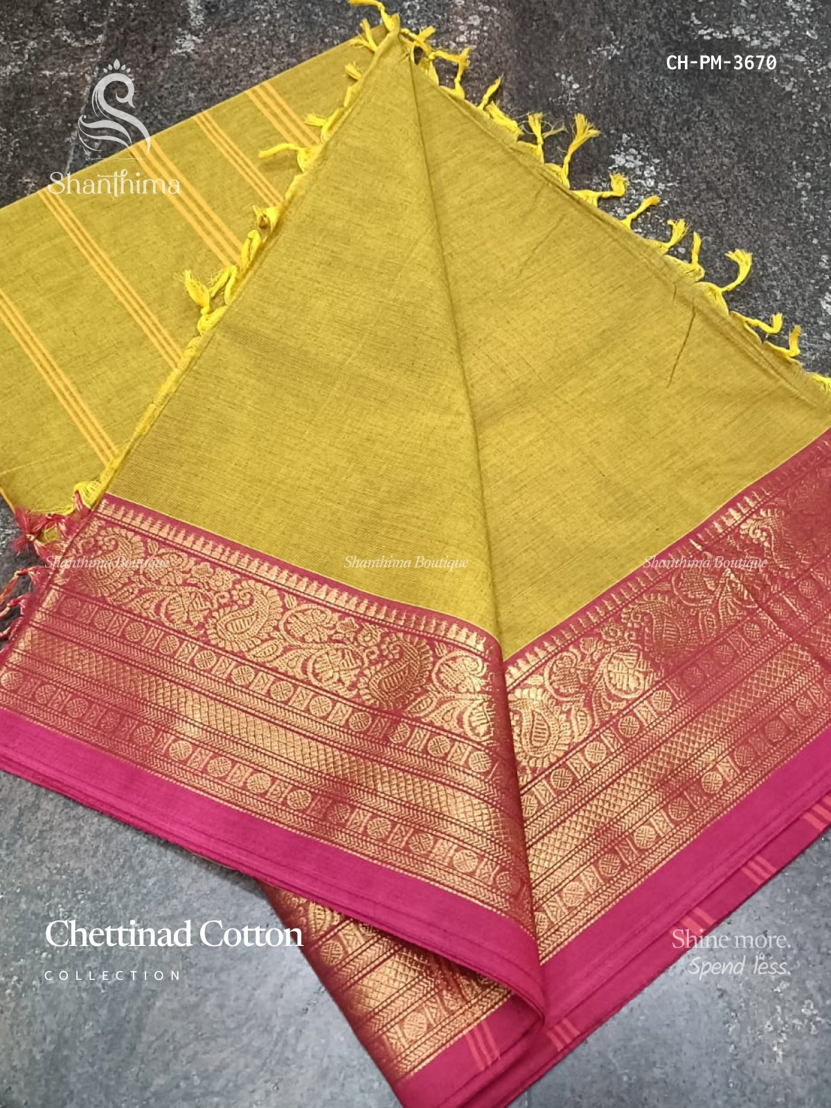 Chettinad Cotton Plain Mango Dual Shade Green Dark Mustard
