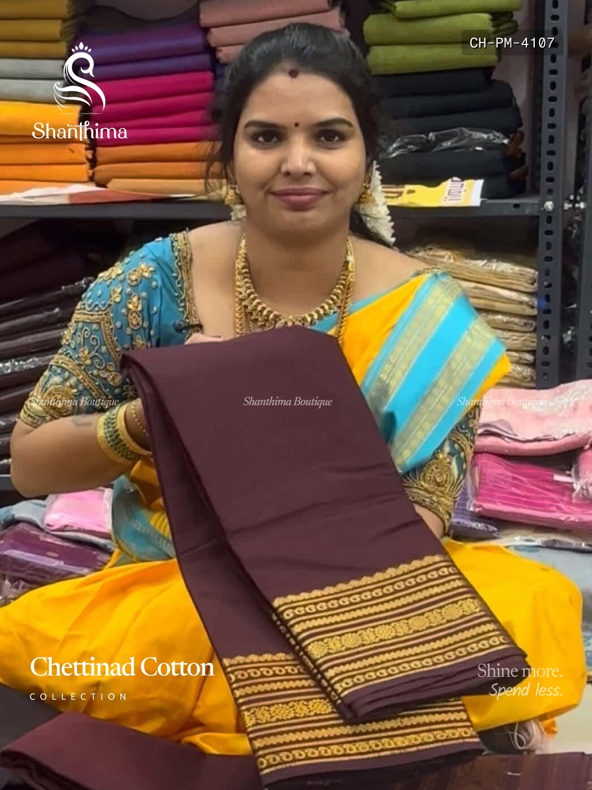 Chettinad Cotton Plain Mango Maroon Gold