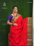 Chettinad Cotton Plain Mango Vibrant Red Mehendi Green