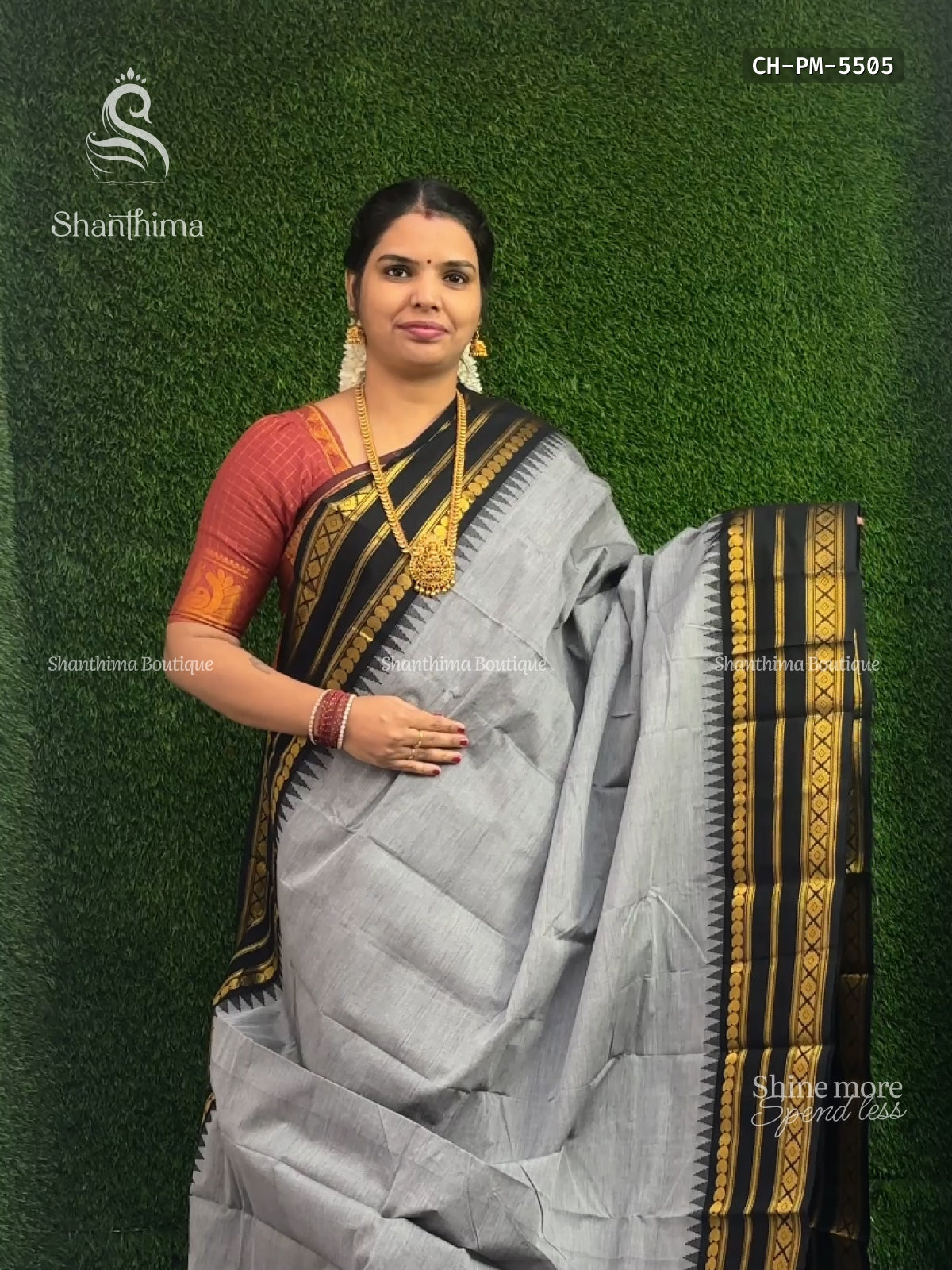 Chettinad Cotton Plain Mango Dark Gray Black