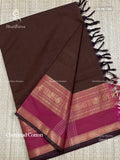 Chettinad Cotton Plain Mango Peacock Brown Pink