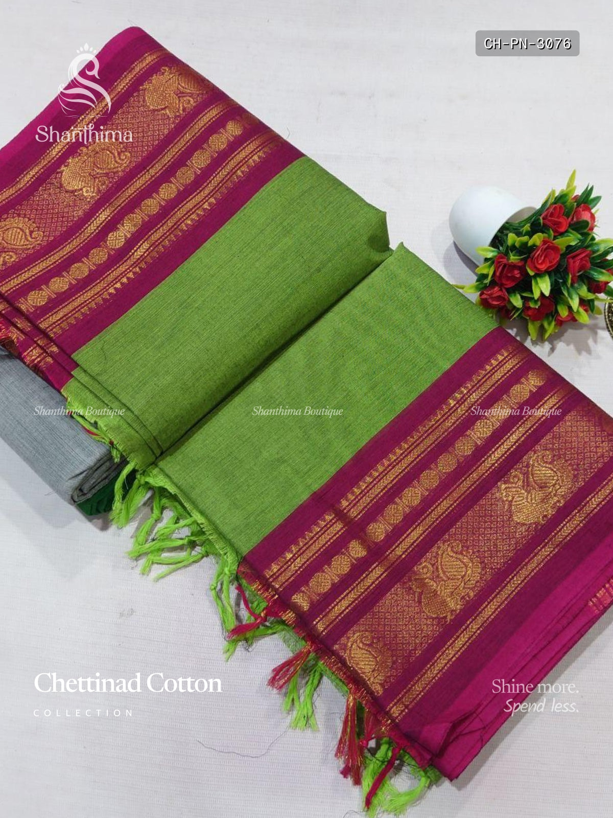 Chettinad Cotton Plain Mango Peacock Mehendi Green Dark Pink