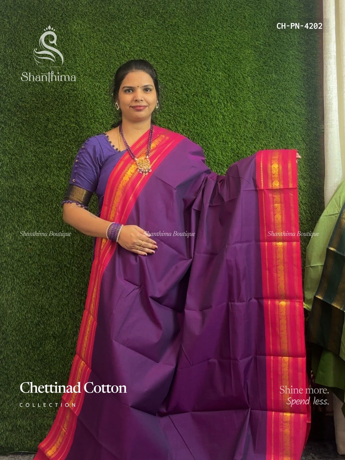 Chettinad Cotton Plain Mango Peacock Dark Violet Pink