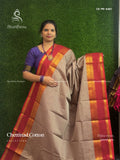 Chettinad Cotton Plain Mango Peacock Light Gray Red