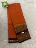 Chettinad Cotton Plain Peacock Flower Orange Maroon