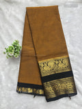 Chettinad Cotton Plain Peacock Flower Mustard Black