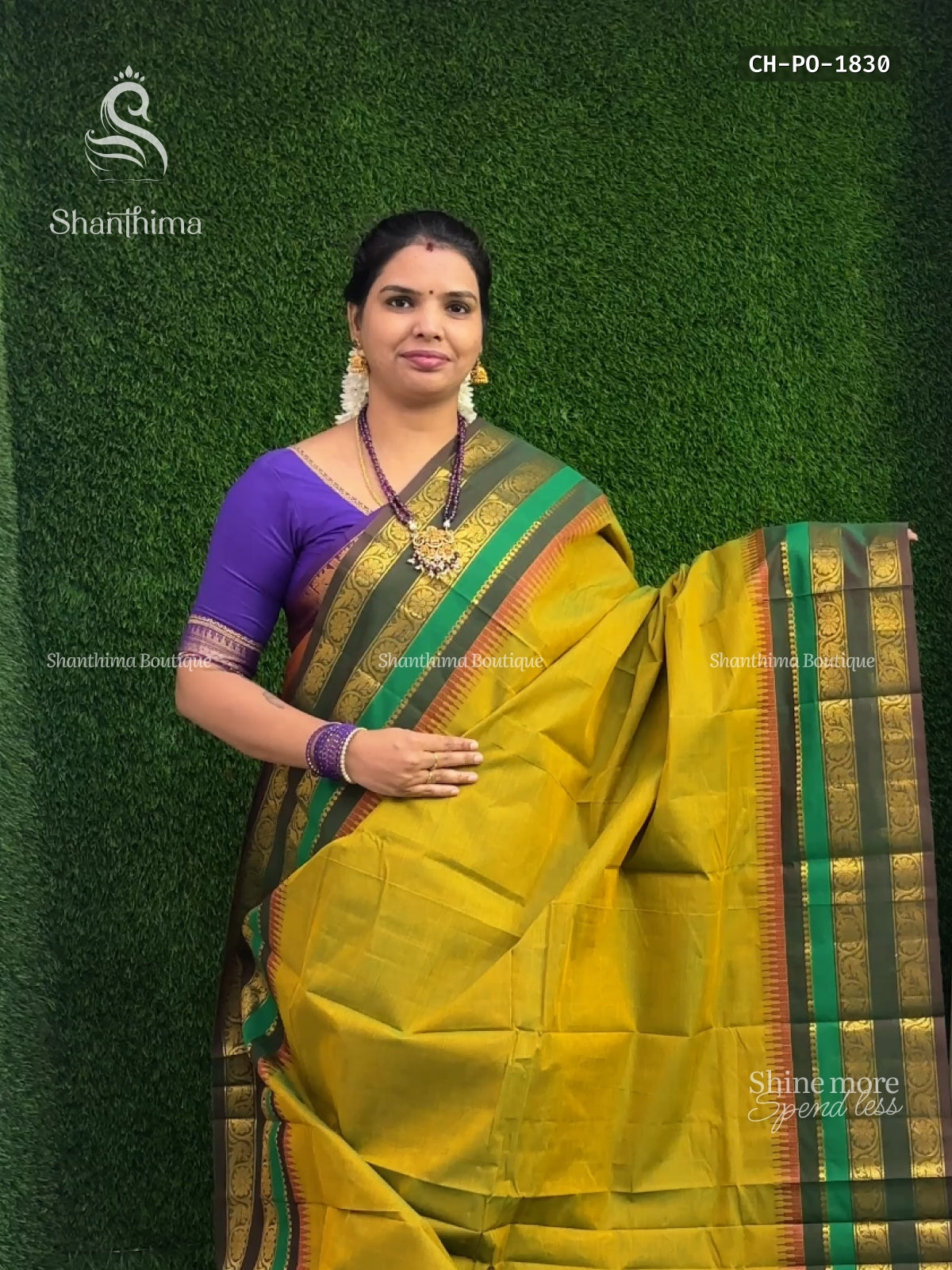 Chettinad Cotton Plain Peacock Flower Dual Shade Mustard Mehendi Green