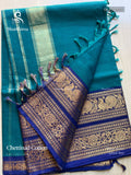 Chettinad Cotton Plain Peacock Flower Peacock Blue Blue