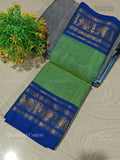 Chettinad Cotton Plain Peacock Flower Dual Shade Green Rama Blue