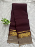 Chettinad Cotton Plain Peacock Flower Coffee Brown Gray