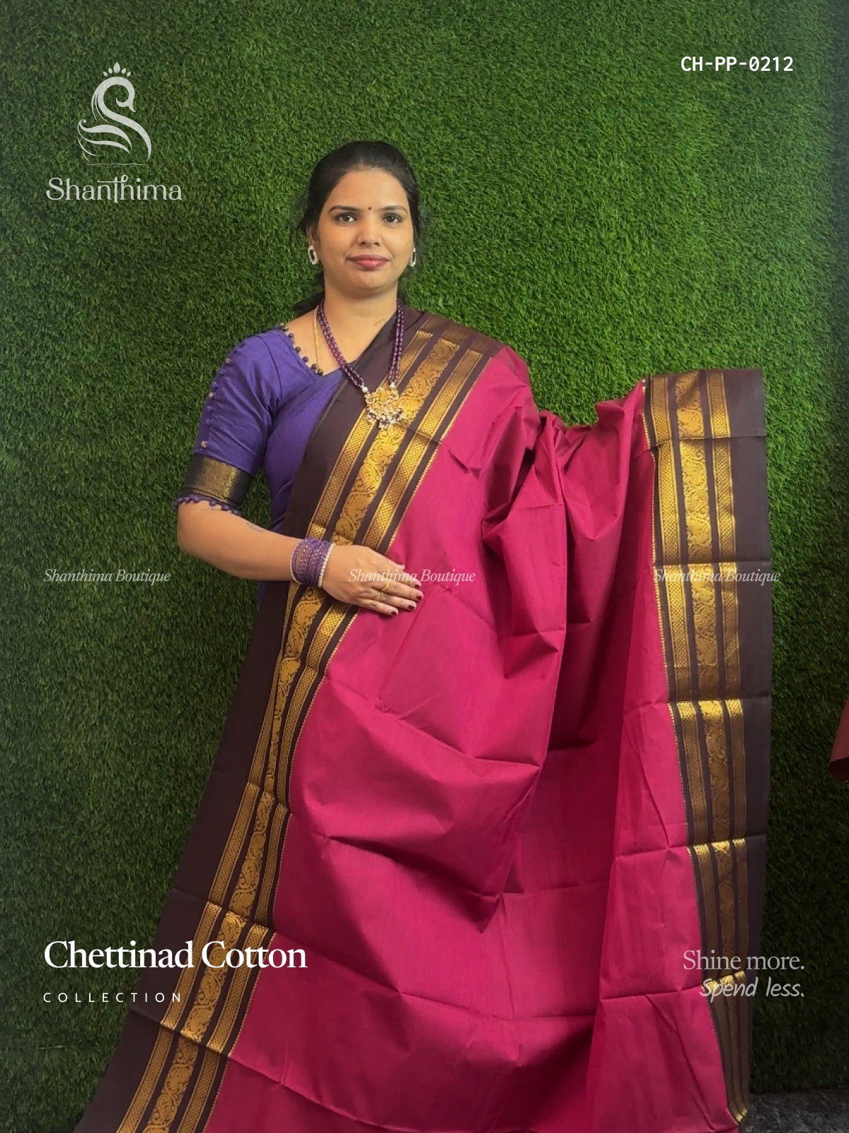 Chettinad Cotton Plain Mango Peacock Pink Dark Brown