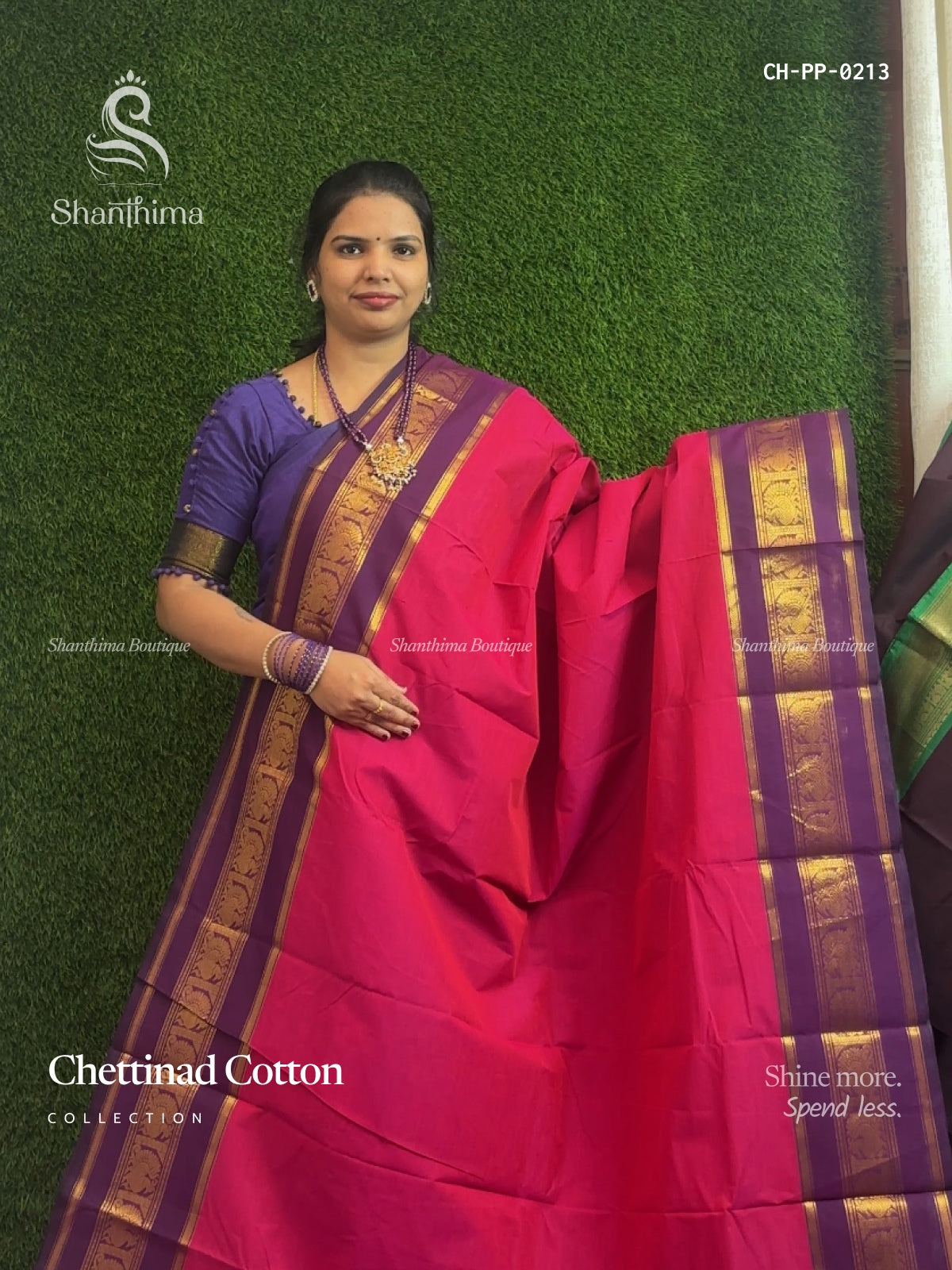 Chettinad Cotton Plain Peacock Pink Violet