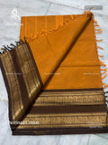 Chettinad Cotton Plain Peacock Yellow Brown