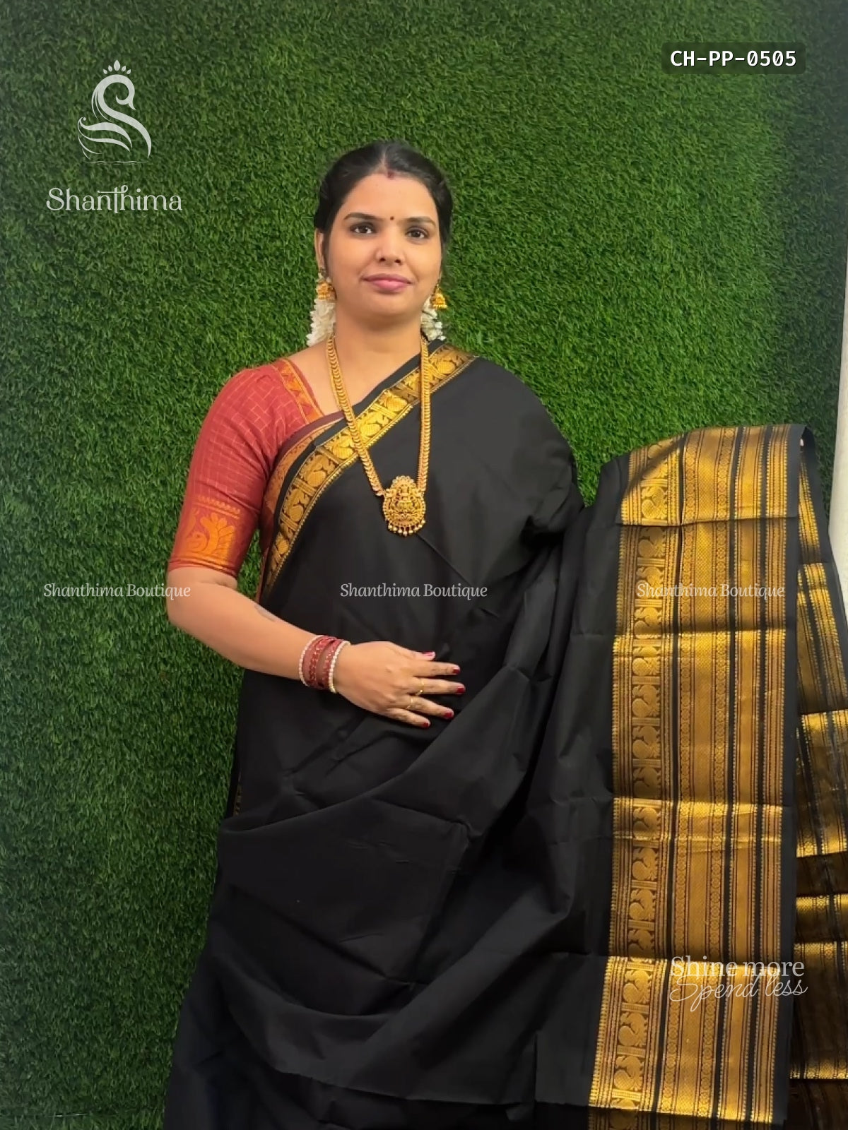 Chettinad Cotton Plain Peacock Black Black