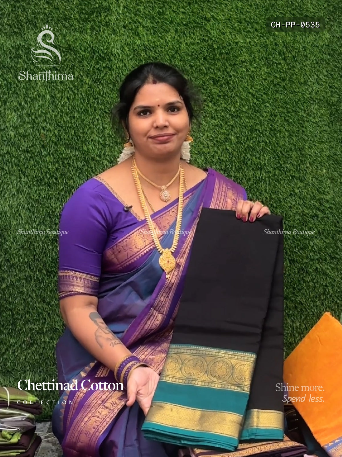 Chettinad Cotton Plain Peacock Black Peacock Green