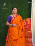 Chettinad Cotton Plain Peacock Orange Red