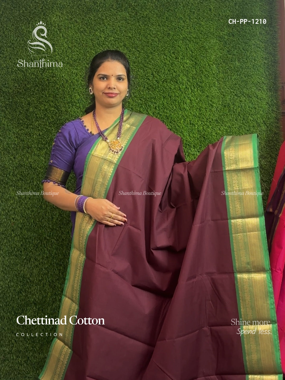 Chettinad Cotton Plain Peacock Brown Green