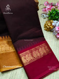 Chettinad Cotton Plain Peacock Brown Maroon