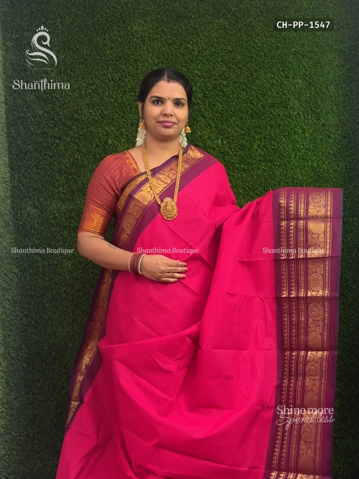 Chettinad Cotton Plain Peacock Rose Magenta