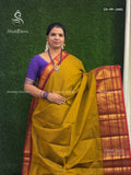 Chettinad Cotton Plain Peacock Mustard Red
