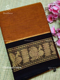Chettinad Cotton Plain Peacock Mustard Black