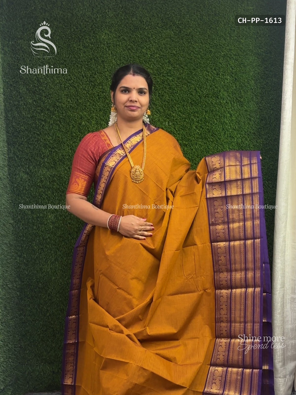 Chettinad Cotton Plain Peacock Mustard Violet