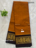 Chettinad Cotton Plain Peacock Mustard Coffee Brown