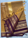Chettinad Cotton Plain Peacock Mustard Maroon