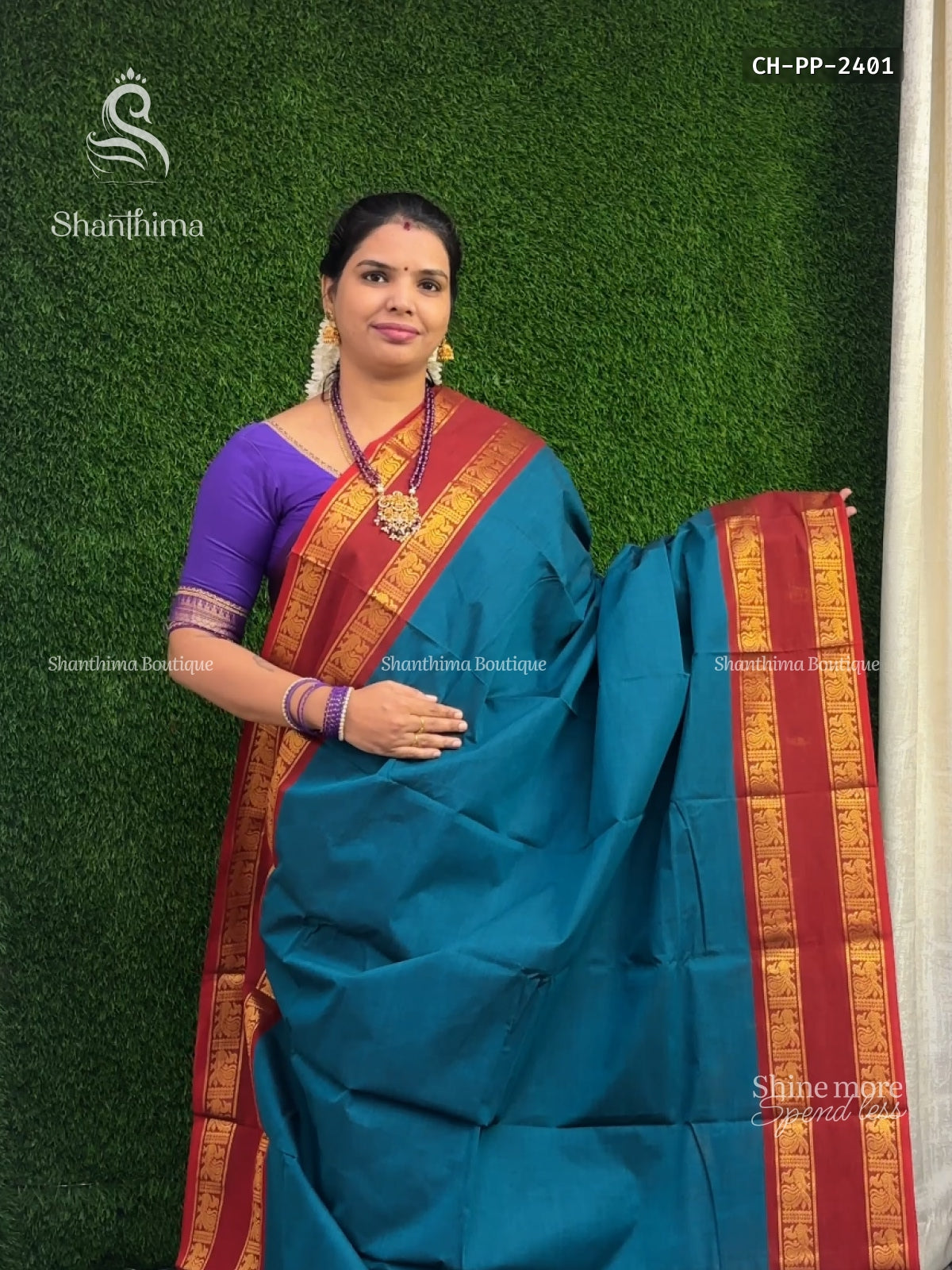 Chettinad Cotton Plain Peacock Peacock Blue Red