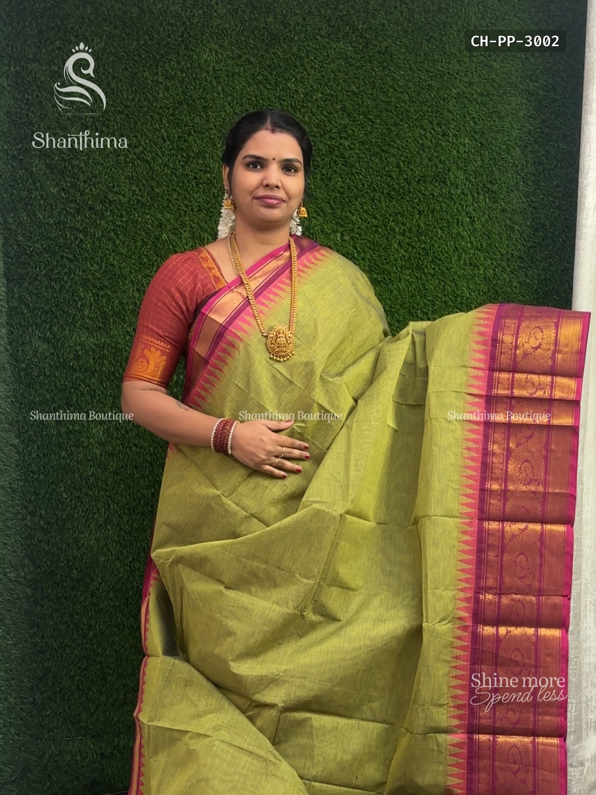 Chettinad Cotton Plain Peacock Mehendi Green Pink