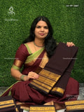 Chettinad Cotton Plain Peacock Coffee Brown Gold