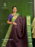 Chettinad Cotton Plain Peacock Dark Brown Green