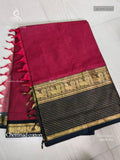 Chettinad Cotton Plain Peacock Maroon Black