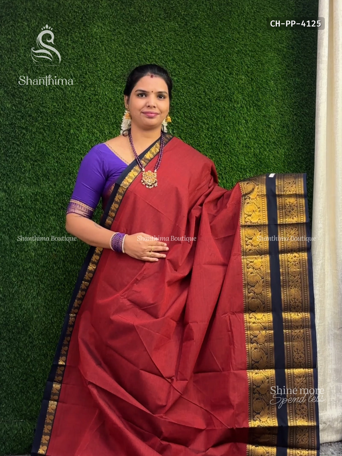 Chettinad Cotton Plain Peacock Maroon Navy Blue