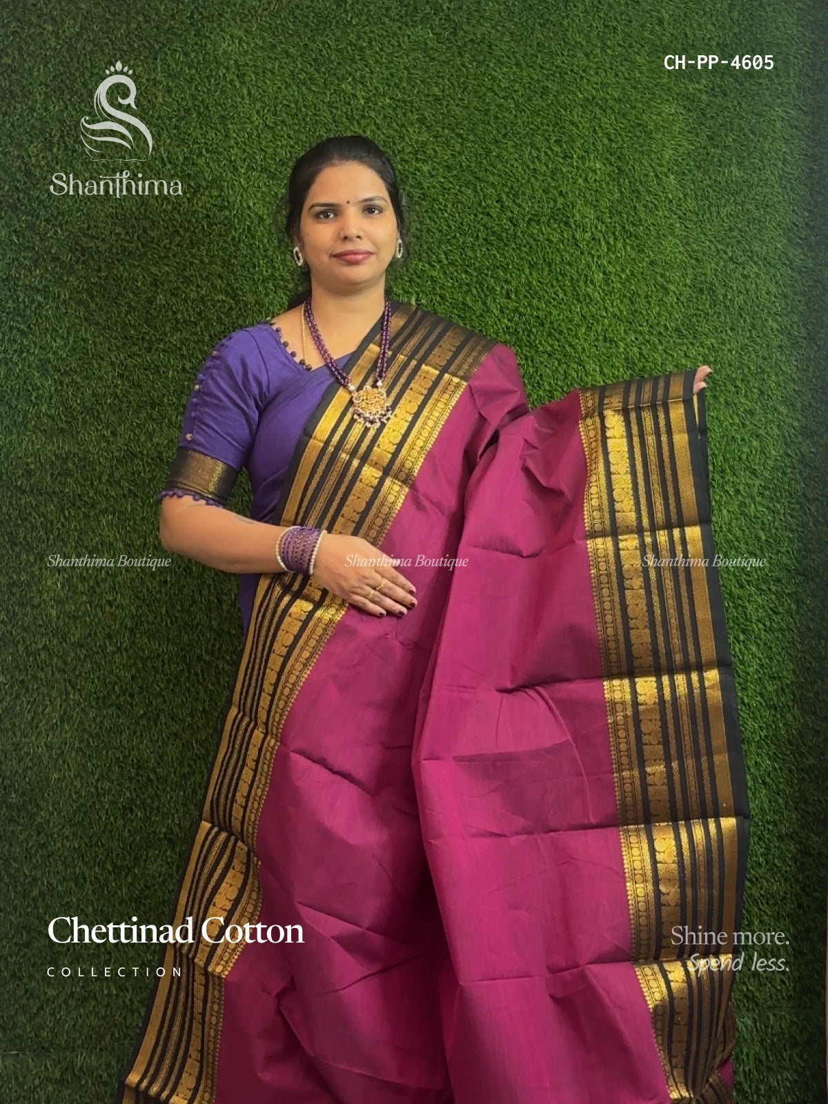 Chettinad Cotton Plain Peacock Wine Black