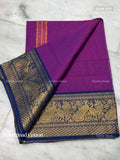 Chettinad Cotton Plain Peacock Magenta Blue