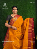 Chettinad Cotton Plain Peacock Dual Shade Yellow Maroon