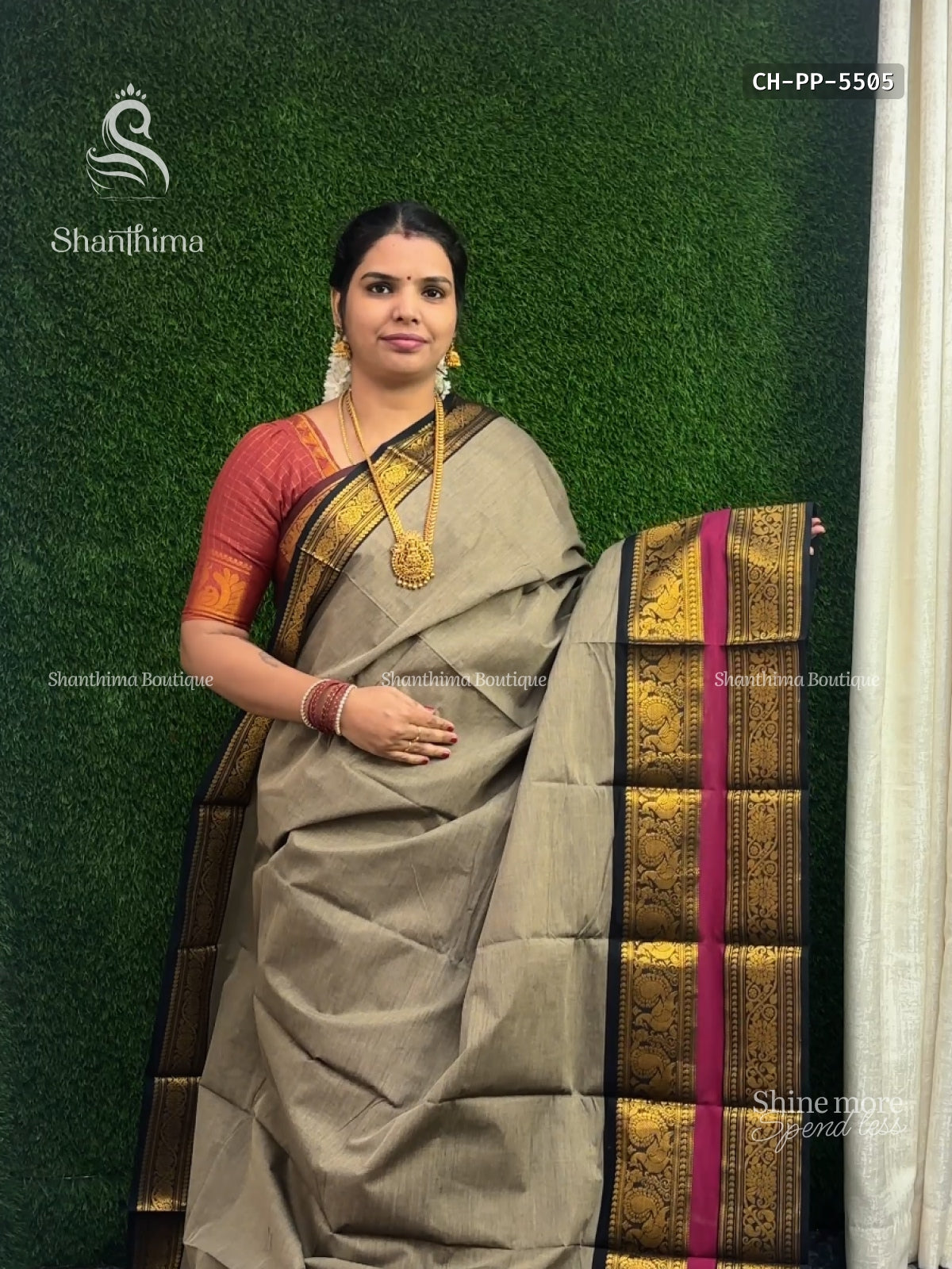 Chettinad Cotton Plain Peacock Dark Gray Black
