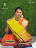 Chettinad Cotton Plain Peacock Sneha Green Dual Shade Mustard